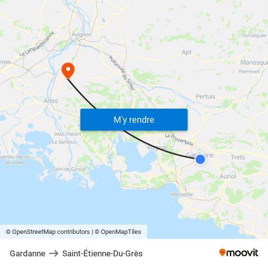 Gardanne to Saint-Étienne-Du-Grès map