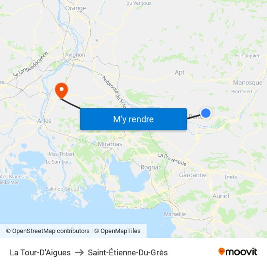 La Tour-D'Aigues to Saint-Étienne-Du-Grès map