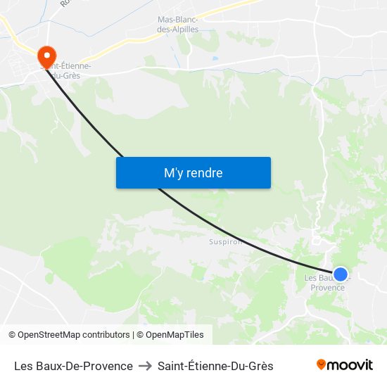 Les Baux-De-Provence to Saint-Étienne-Du-Grès map