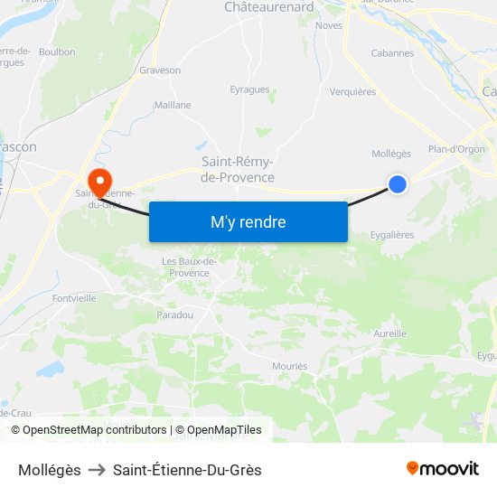 Mollégès to Saint-Étienne-Du-Grès map