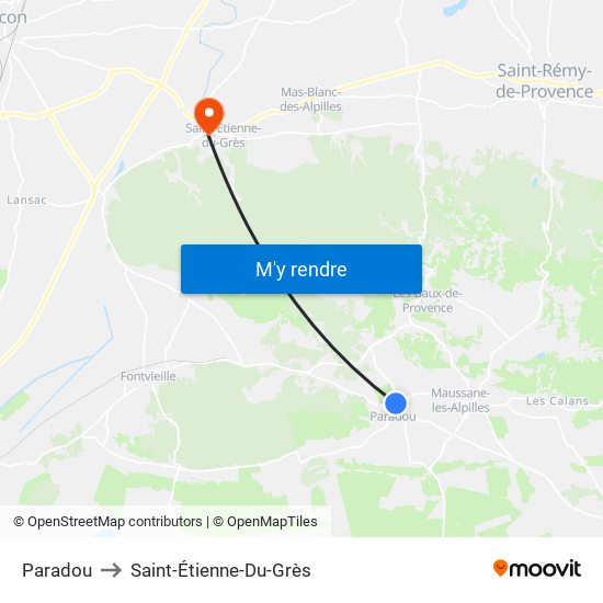 Paradou to Saint-Étienne-Du-Grès map