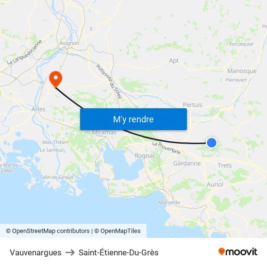 Vauvenargues to Saint-Étienne-Du-Grès map