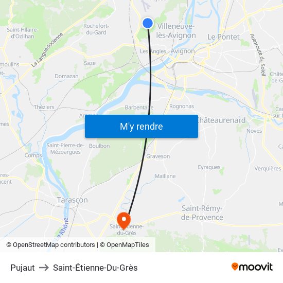 Pujaut to Saint-Étienne-Du-Grès map