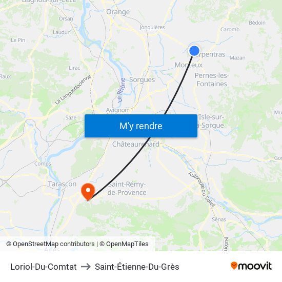 Loriol-Du-Comtat to Saint-Étienne-Du-Grès map