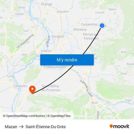 Mazan to Saint-Étienne-Du-Grès map