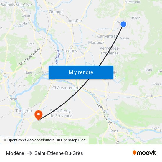 Modène to Saint-Étienne-Du-Grès map