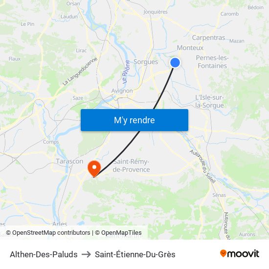 Althen-Des-Paluds to Saint-Étienne-Du-Grès map