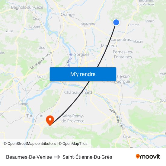 Beaumes-De-Venise to Saint-Étienne-Du-Grès map