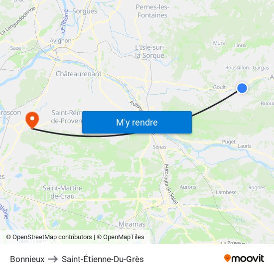 Bonnieux to Saint-Étienne-Du-Grès map