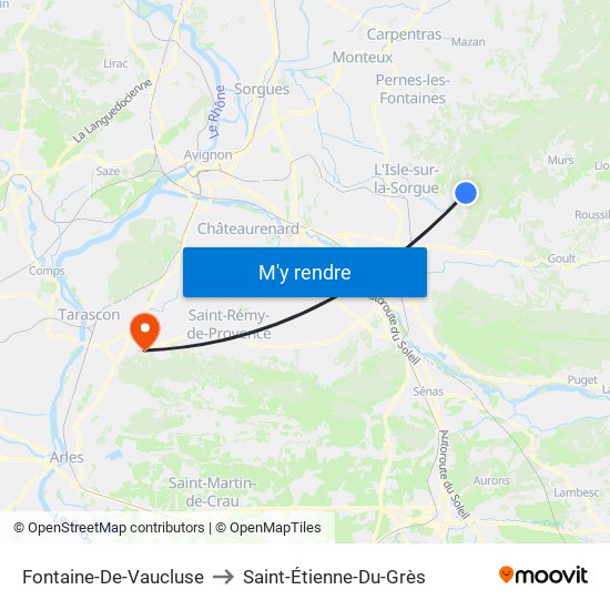 Fontaine-De-Vaucluse to Saint-Étienne-Du-Grès map