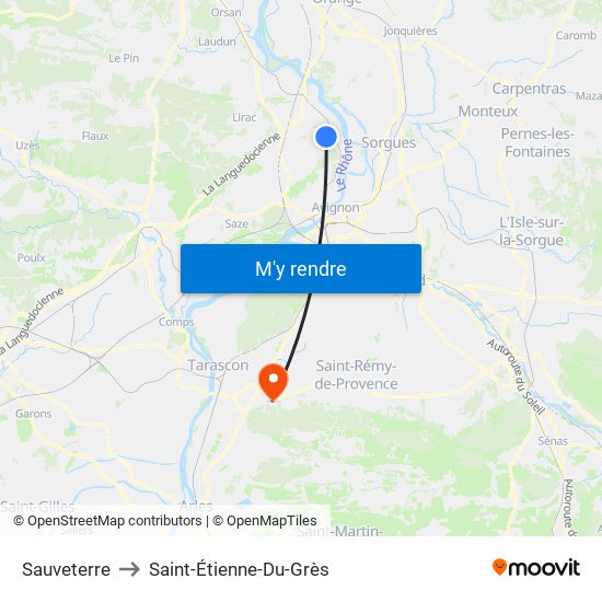 Sauveterre to Saint-Étienne-Du-Grès map