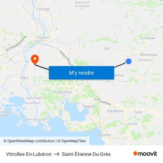 Vitrolles-En-Lubéron to Saint-Étienne-Du-Grès map