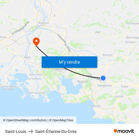 Saint-Louis to Saint-Étienne-Du-Grès map
