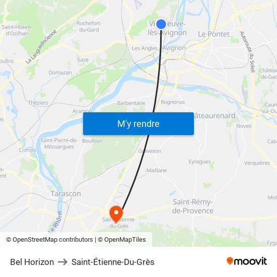 Bel Horizon to Saint-Étienne-Du-Grès map