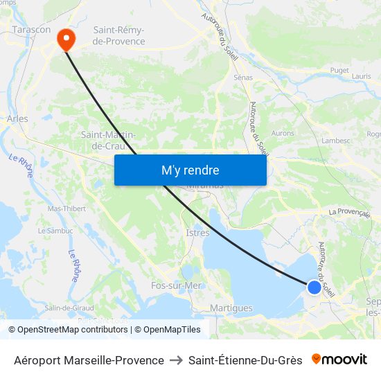 Aéroport Marseille-Provence to Saint-Étienne-Du-Grès map