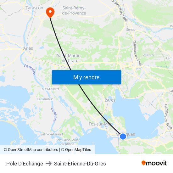 Pôle D'Echange to Saint-Étienne-Du-Grès map
