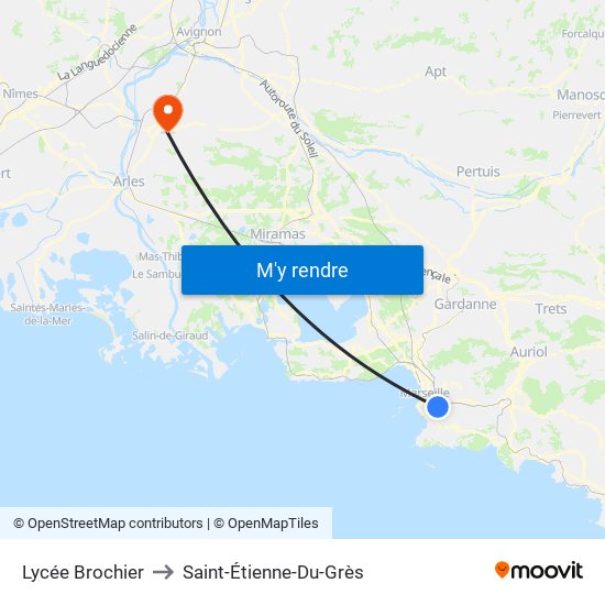 Lycée Brochier to Saint-Étienne-Du-Grès map