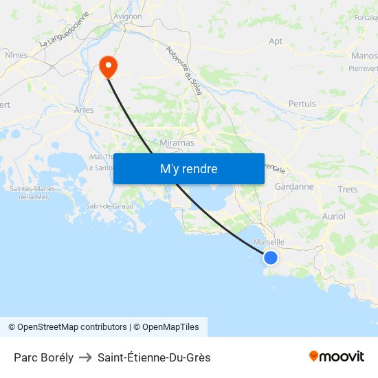 Parc Borély to Saint-Étienne-Du-Grès map