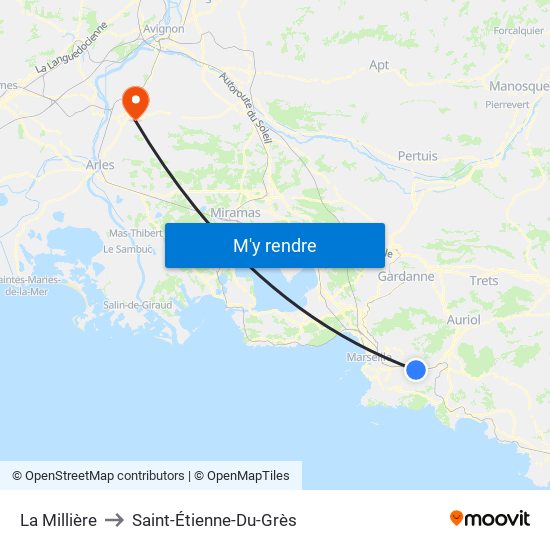 La Millière to Saint-Étienne-Du-Grès map