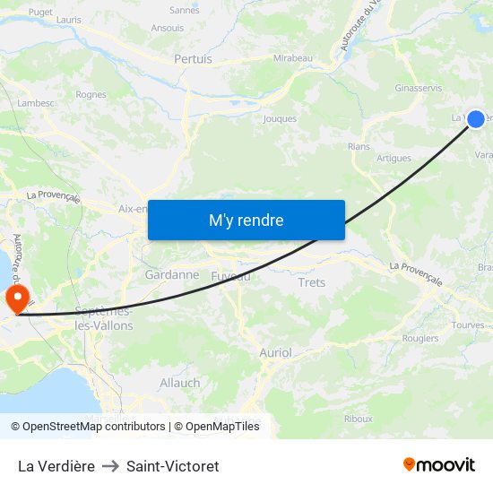 La Verdière to Saint-Victoret map