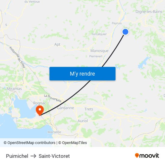 Puimichel to Saint-Victoret map