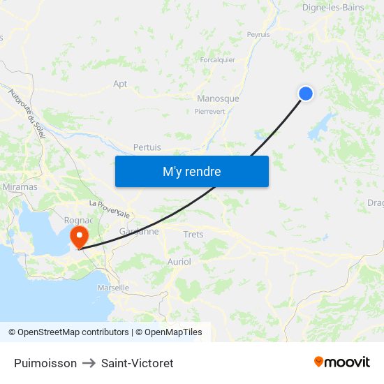 Puimoisson to Saint-Victoret map