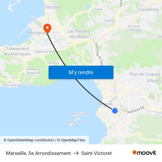 Marseille, 5e Arrondissement to Saint-Victoret map