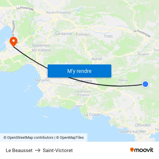 Le Beausset to Saint-Victoret map