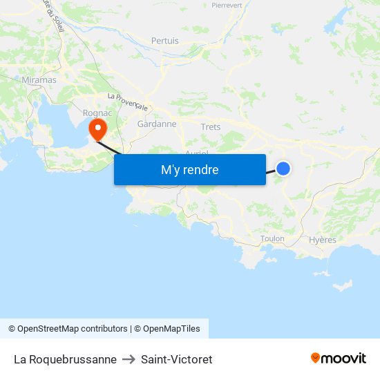 La Roquebrussanne to Saint-Victoret map