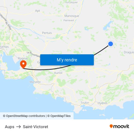 Aups to Saint-Victoret map