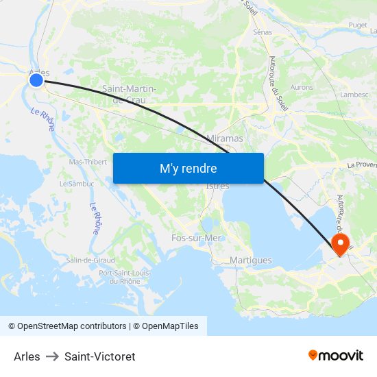 Arles to Saint-Victoret map