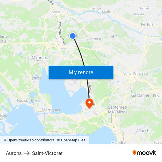 Aurons to Saint-Victoret map