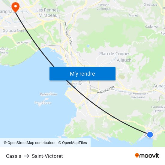 Cassis to Saint-Victoret map