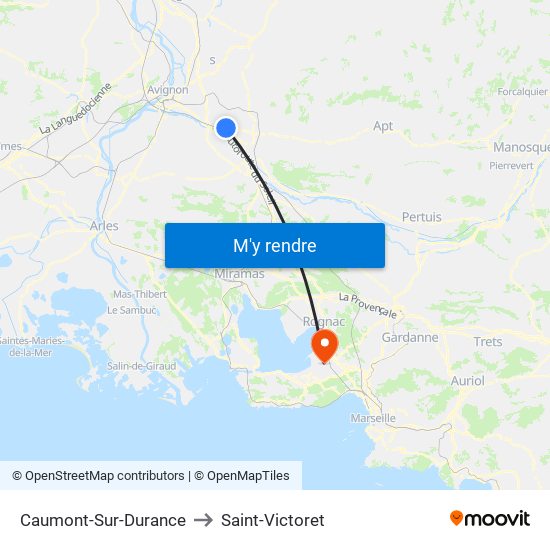 Caumont-Sur-Durance to Saint-Victoret map