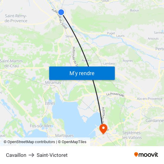 Cavaillon to Saint-Victoret map