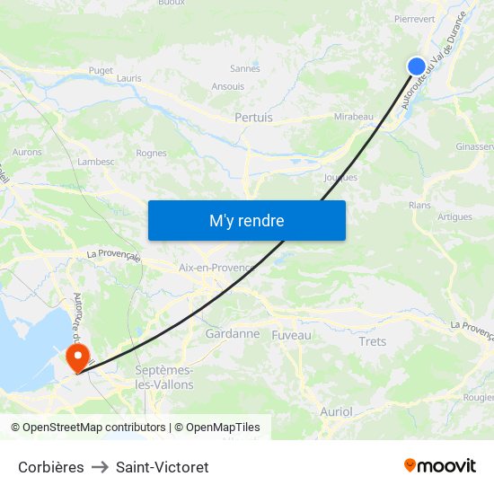 Corbières to Saint-Victoret map