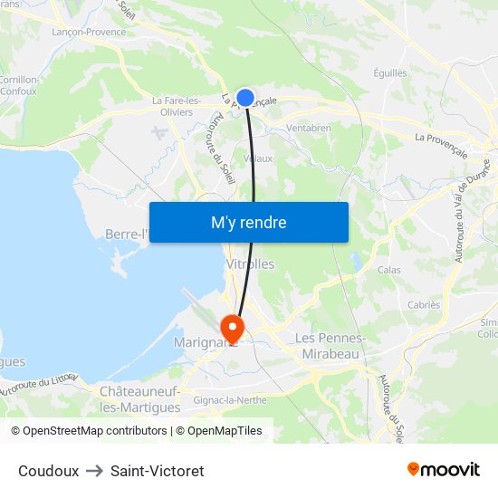 Coudoux to Saint-Victoret map