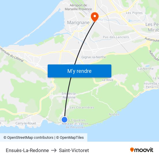Ensuès-La-Redonne to Saint-Victoret map