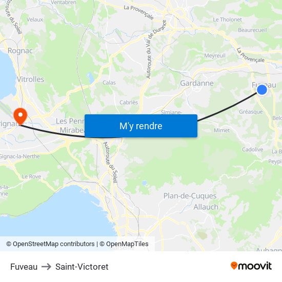 Fuveau to Saint-Victoret map