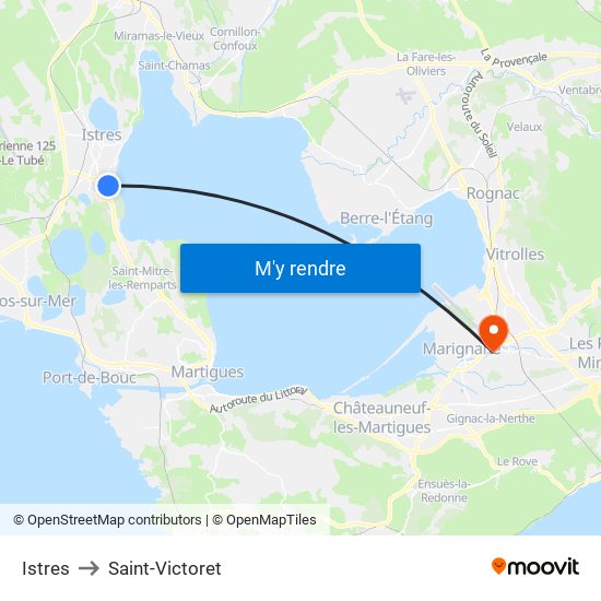 Istres to Saint-Victoret map