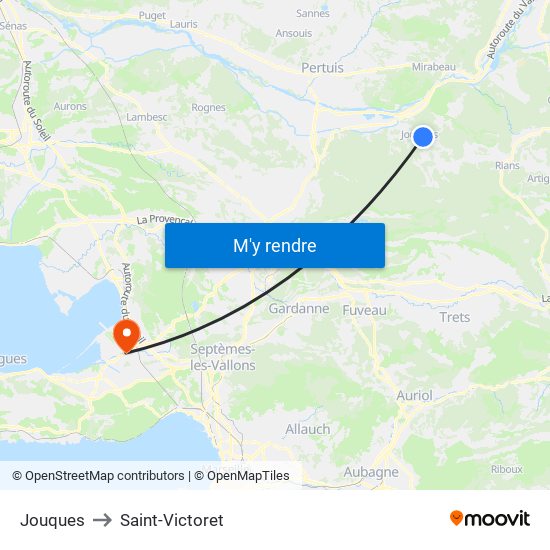 Jouques to Saint-Victoret map