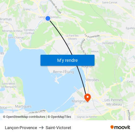 Lançon-Provence to Saint-Victoret map