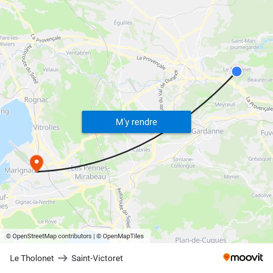 Le Tholonet to Saint-Victoret map