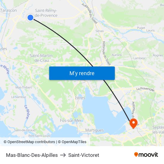Mas-Blanc-Des-Alpilles to Saint-Victoret map