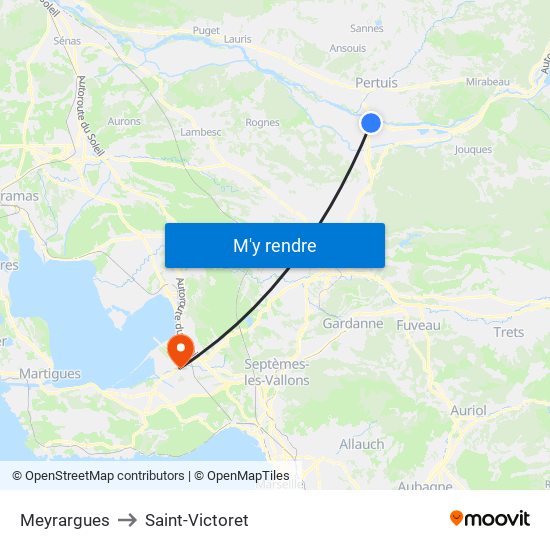 Meyrargues to Saint-Victoret map