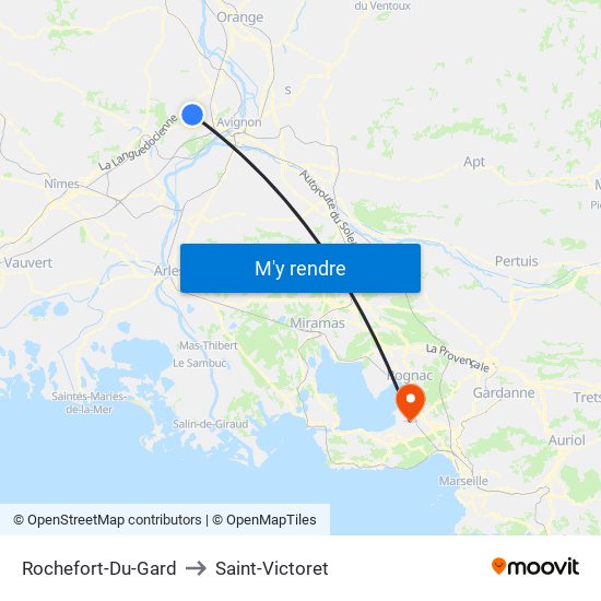 Rochefort-Du-Gard to Saint-Victoret map