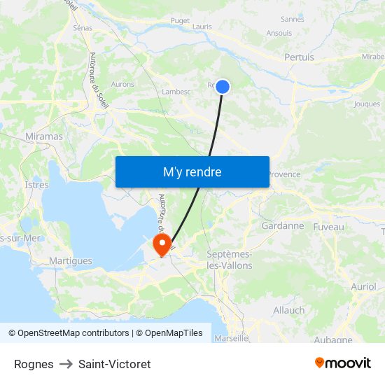 Rognes to Saint-Victoret map