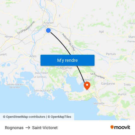 Rognonas to Saint-Victoret map