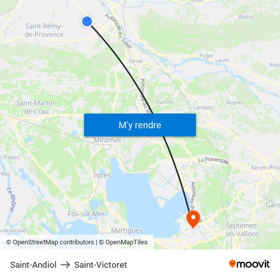 Saint-Andiol to Saint-Victoret map