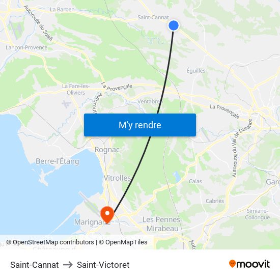 Saint-Cannat to Saint-Victoret map